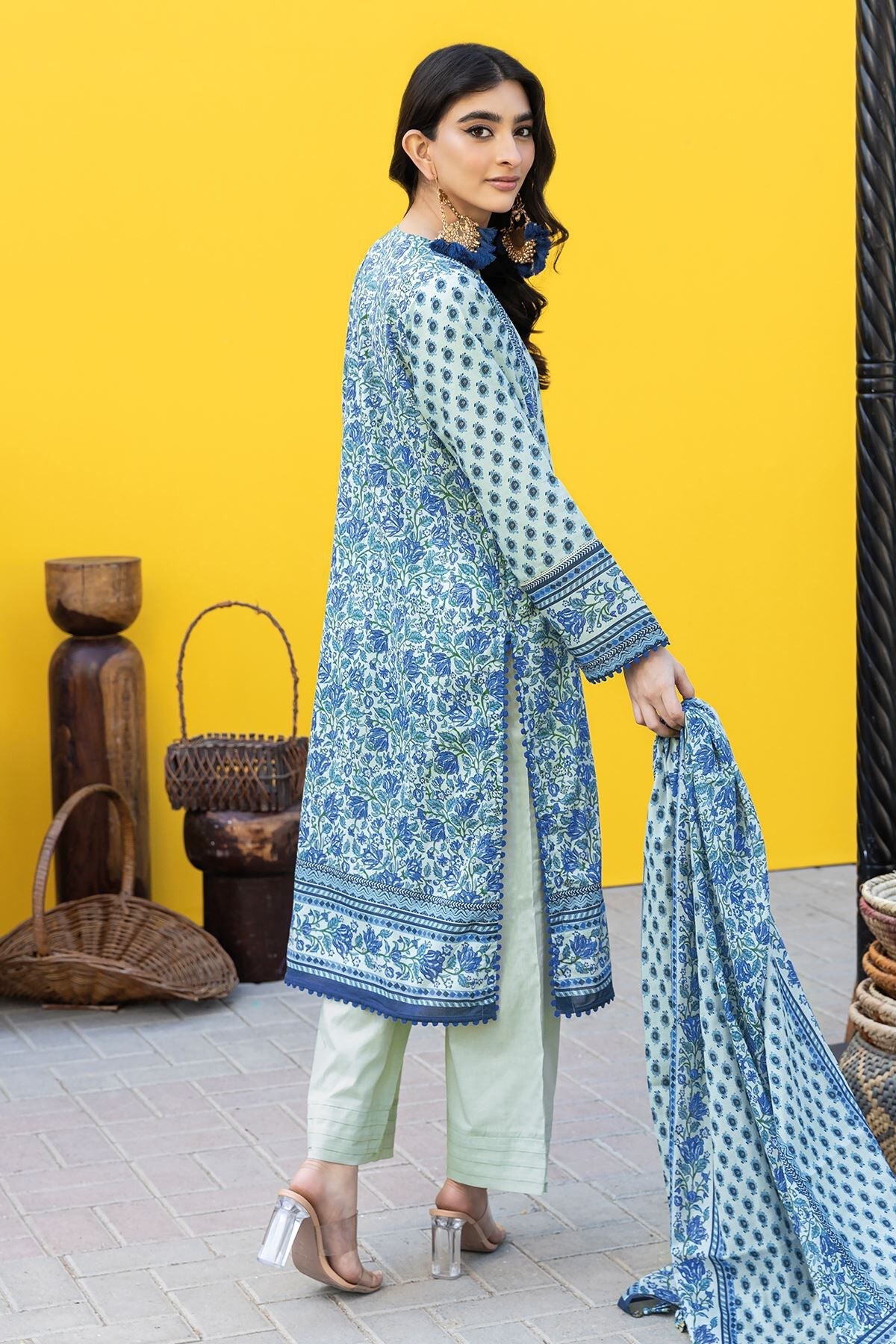 Khaadi 3 Piece Custom Stitched Suit - Blue - LB285558