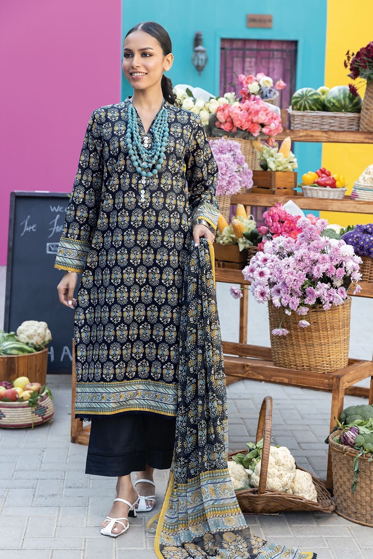 Khaadi 3 Piece Custom Stitched Suit - Blue - LB285600