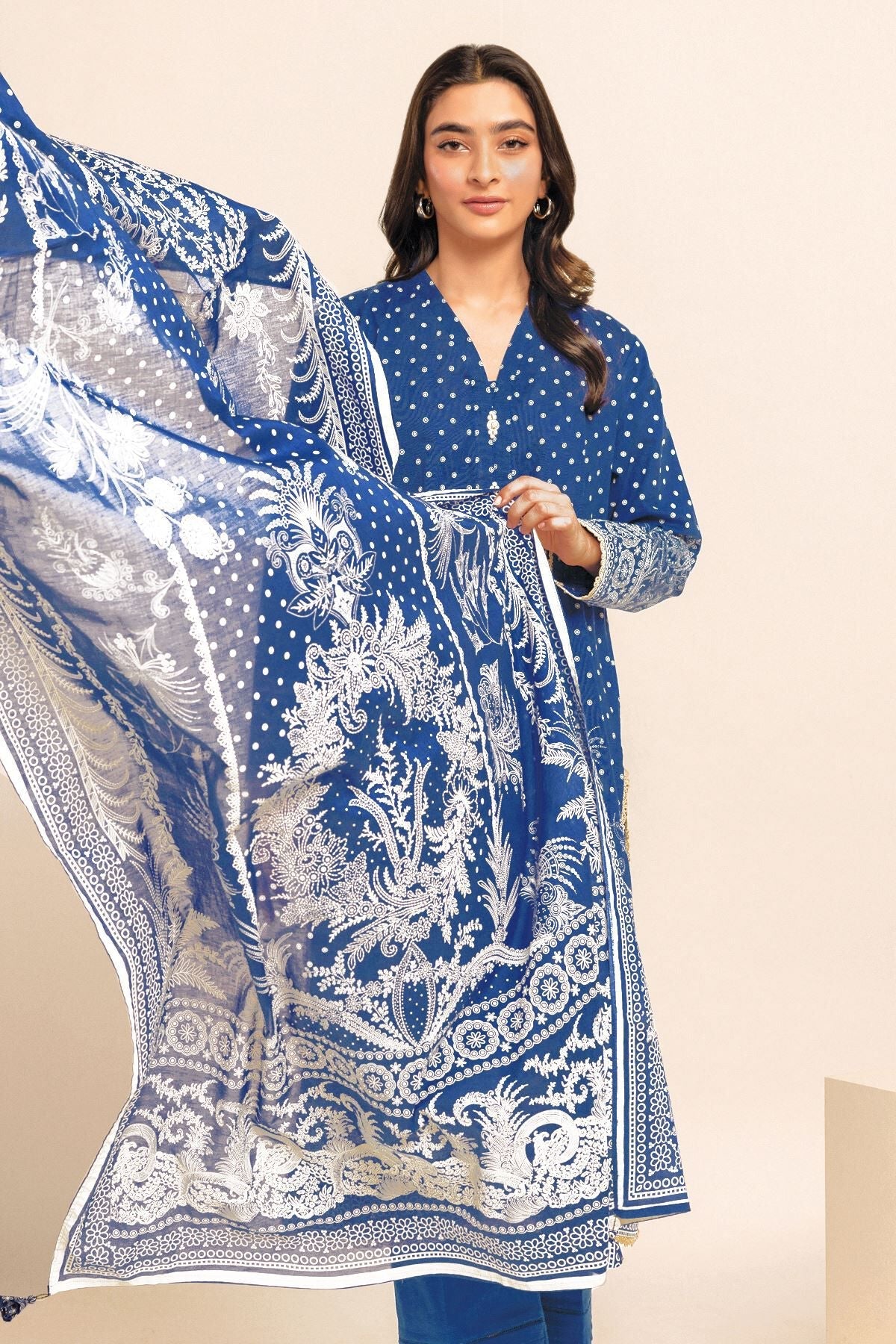 Khaadi 3 Piece Custom Stitched Suit - Blue - LB285566