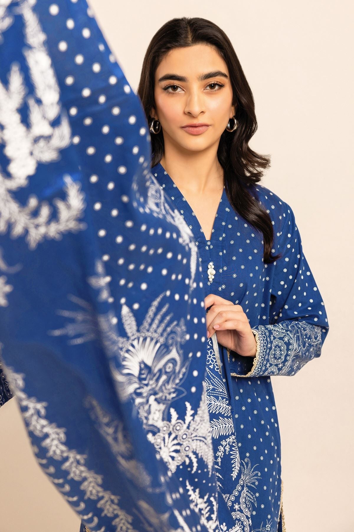 Khaadi 3 Piece Custom Stitched Suit - Blue - LB285566