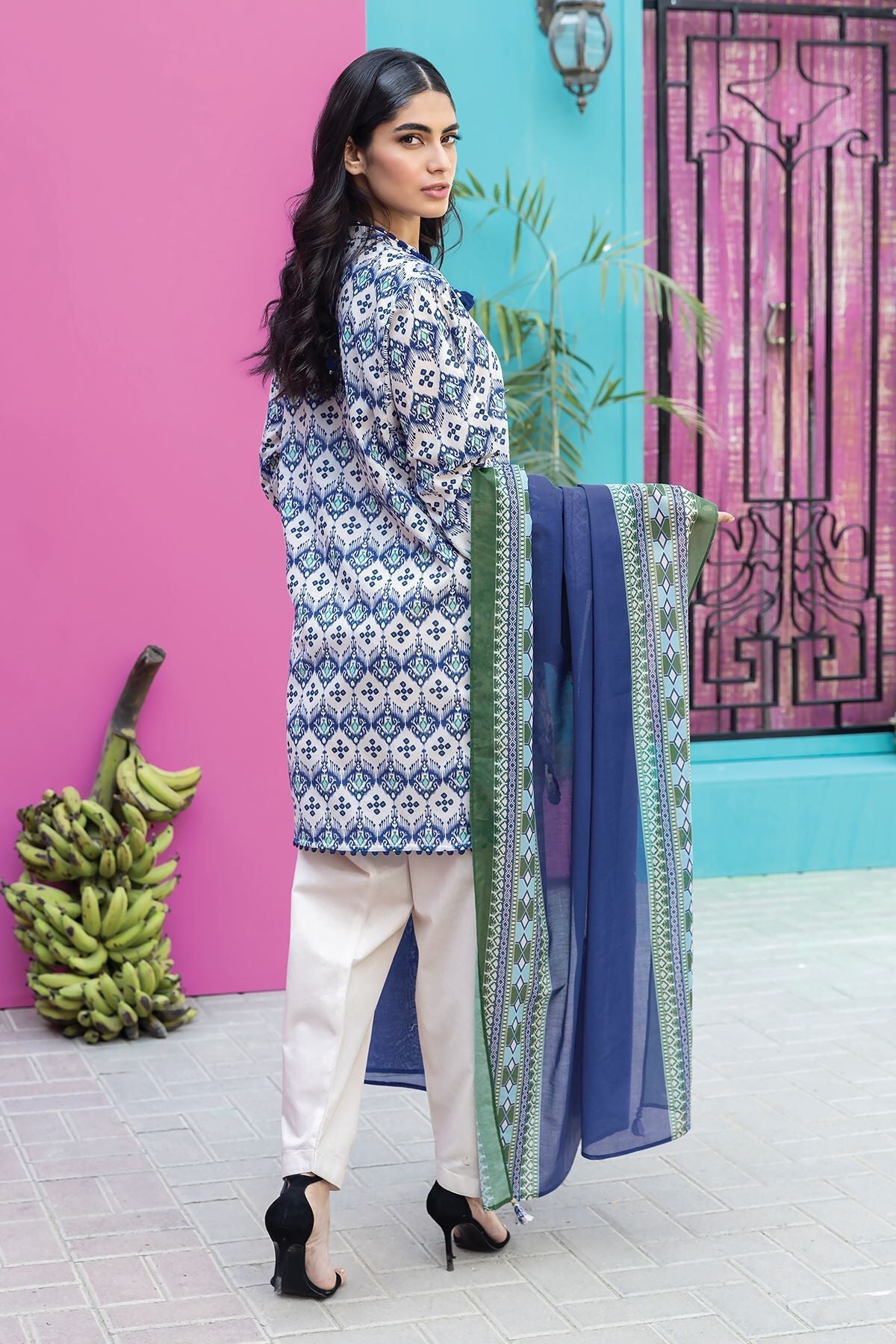 Khaadi 3 Piece Custom Stitched Suit - Blue - LB285598