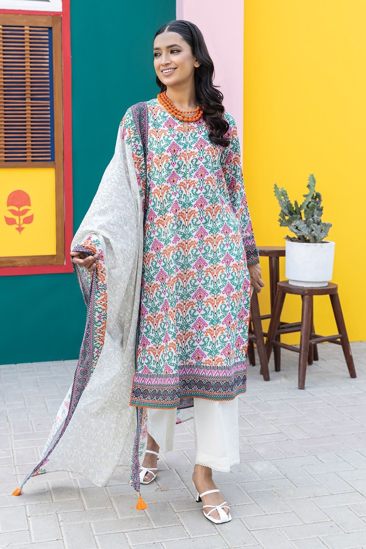 Khaadi 3 Piece Custom Stitched Suit - Off-White - LB285622