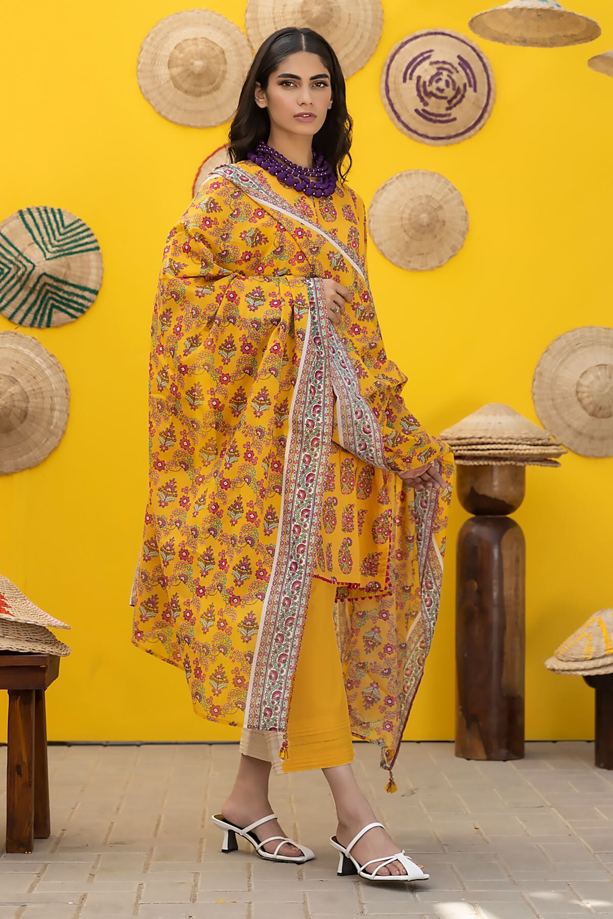 Khaadi 3 Piece Custom Stitched Suit - Yellow - LB285538