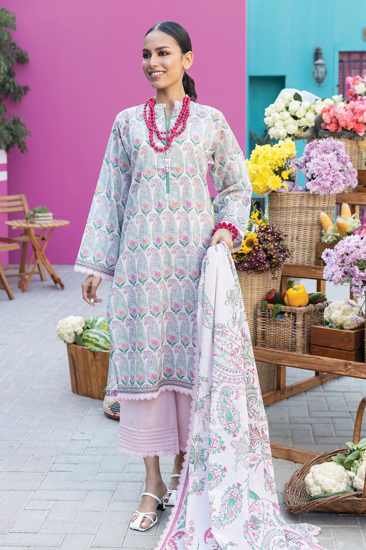 Khaadi 3 Piece Custom Stitched Suit - Blue - LB285550