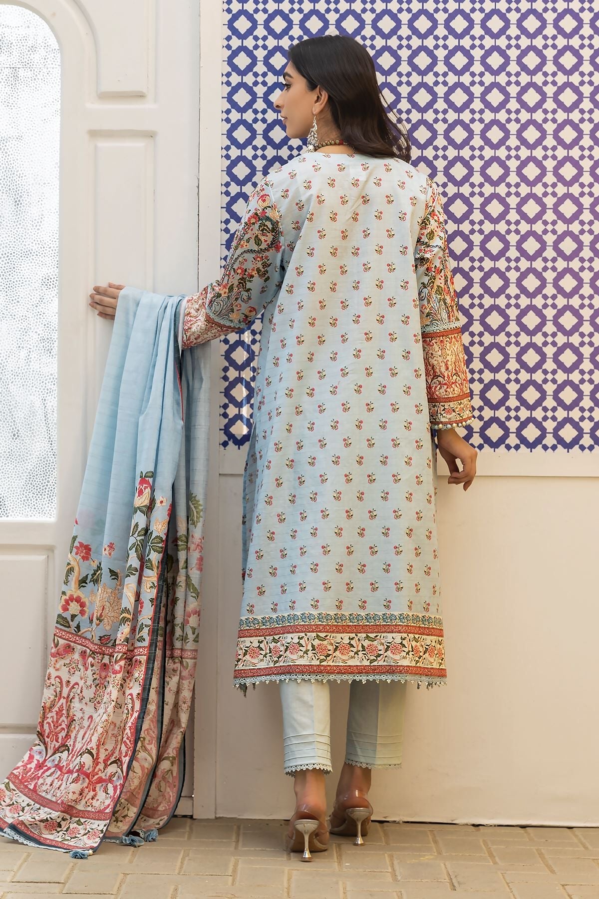 Khaadi 3 Piece Custom Stitched Suit - Blue - LB285545