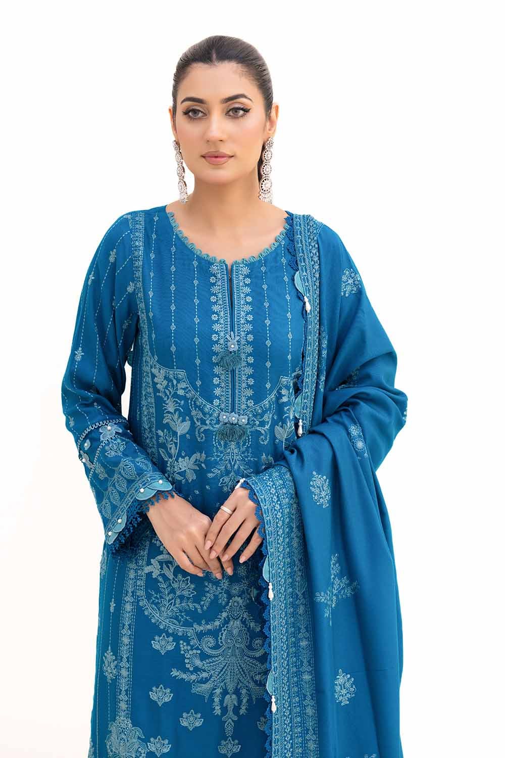 Gul Ahmed 3 Piece Custom Stitched Suit - Blue - LB287985