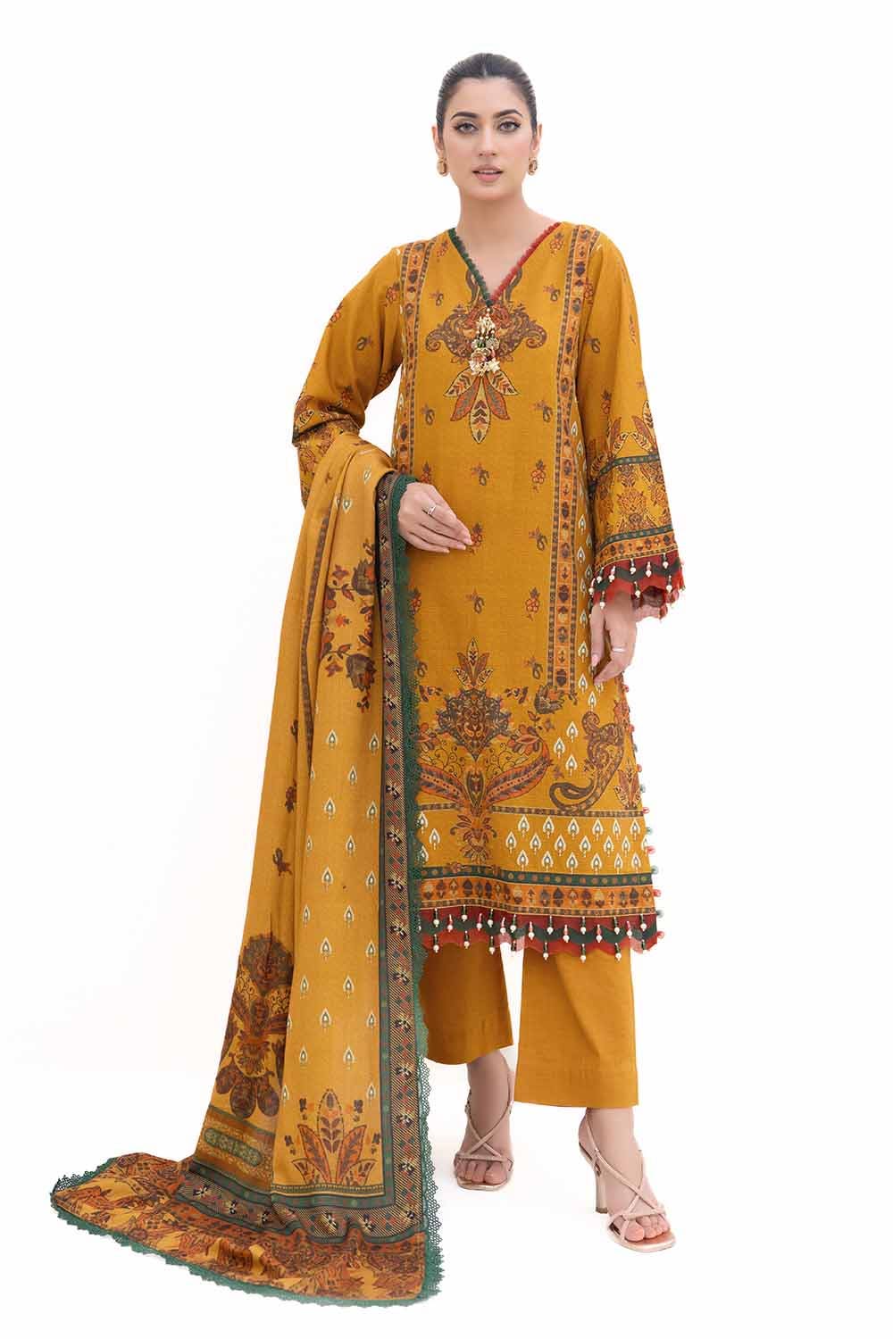 Gul Ahmed 3 Piece Custom Stitched Suit - Yellow - LB287993