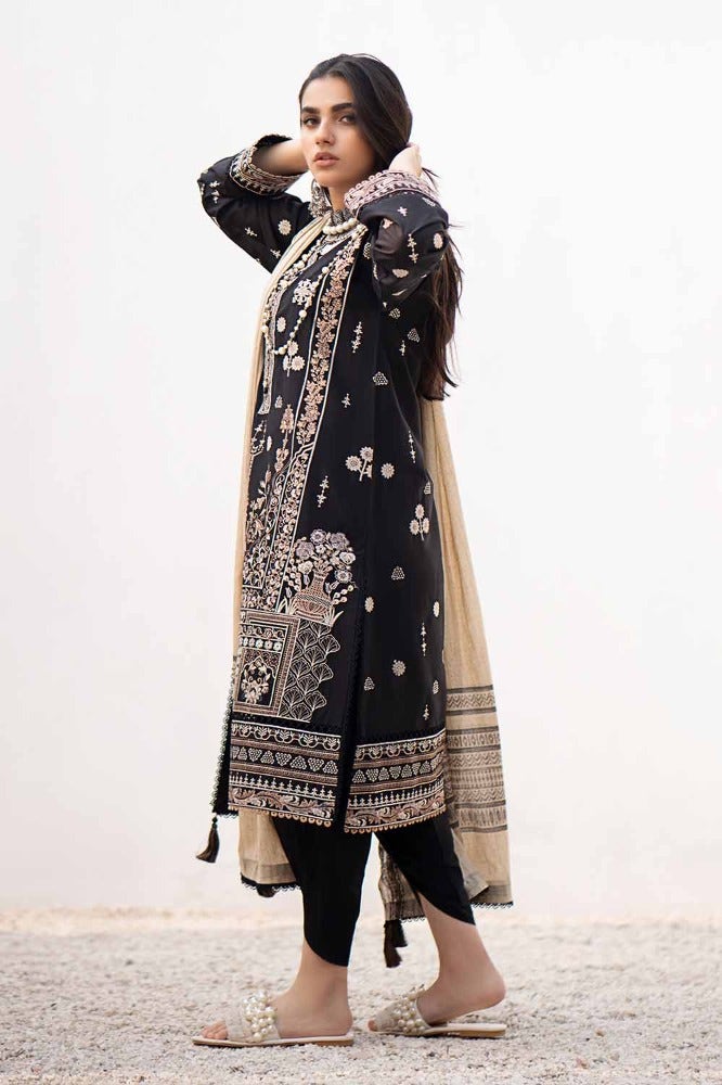 Gul Ahmed 3 Piece Custom Stitched Suit - Black - LB286201