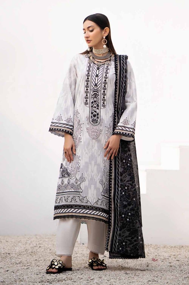 Gul Ahmed 3 Piece Custom Stitched Suit - Gray - LB286204