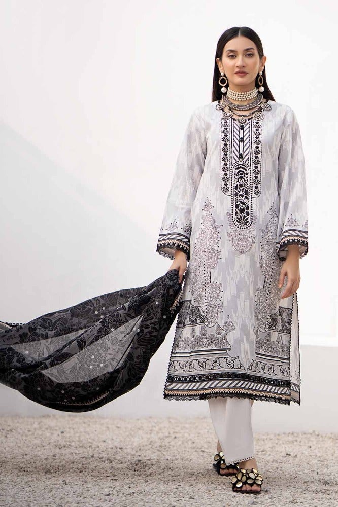 Gul Ahmed 3 Piece Custom Stitched Suit - Gray - LB286204