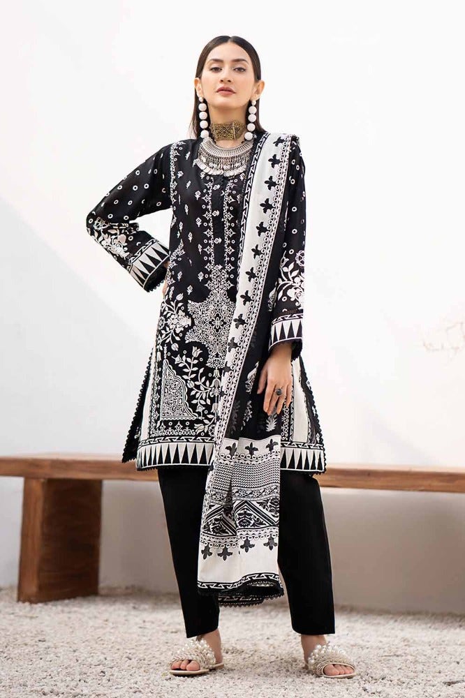 Gul Ahmed 3 Piece Custom Stitched Suit - Black - LB286200