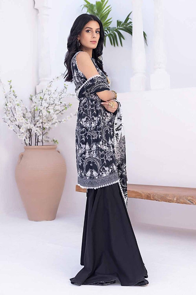 Gul Ahmed 3 Piece Custom Stitched Suit - Black - LB286202