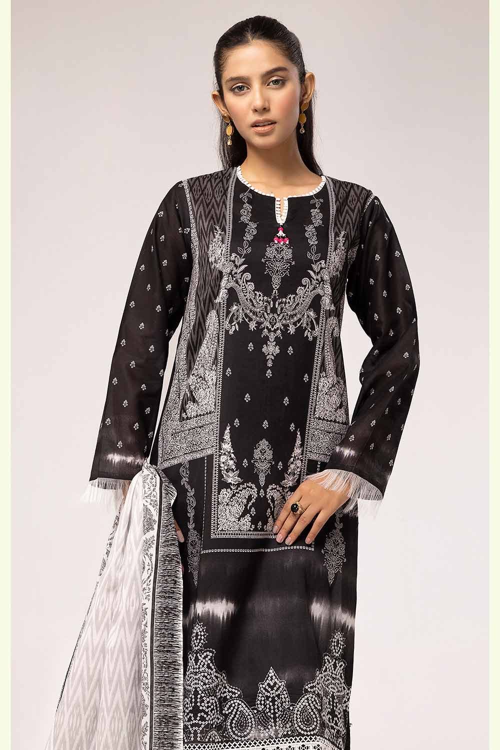 Gul Ahmed 3 Piece Custom Stitched Suit - Black - LB287382