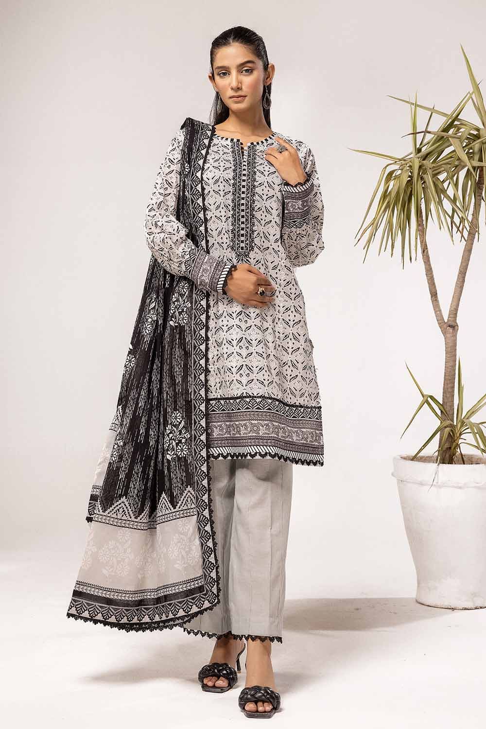 Gul Ahmed 3 Piece Custom Stitched Suit - Black - LB287379