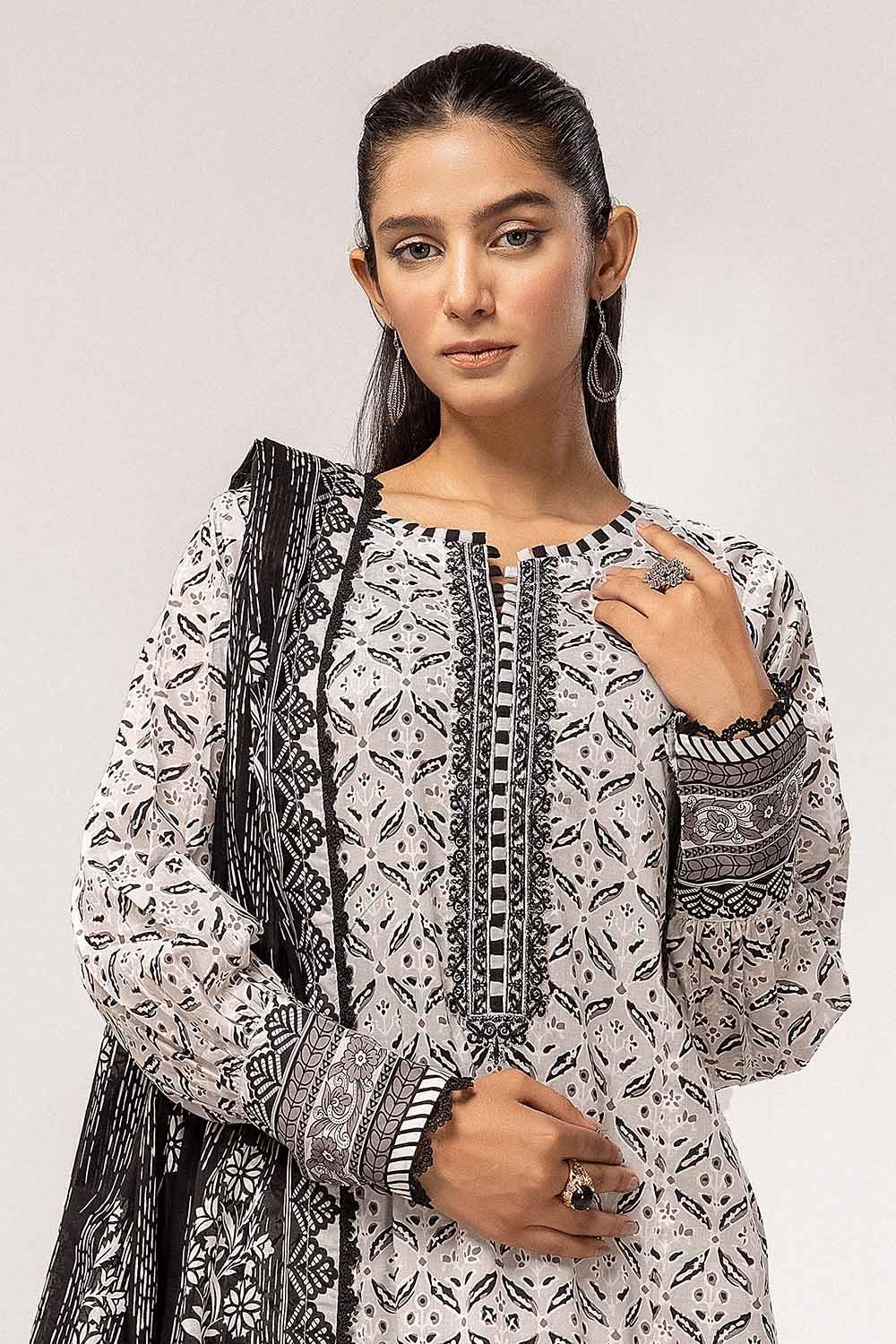 Gul Ahmed 3 Piece Custom Stitched Suit - Black - LB287379