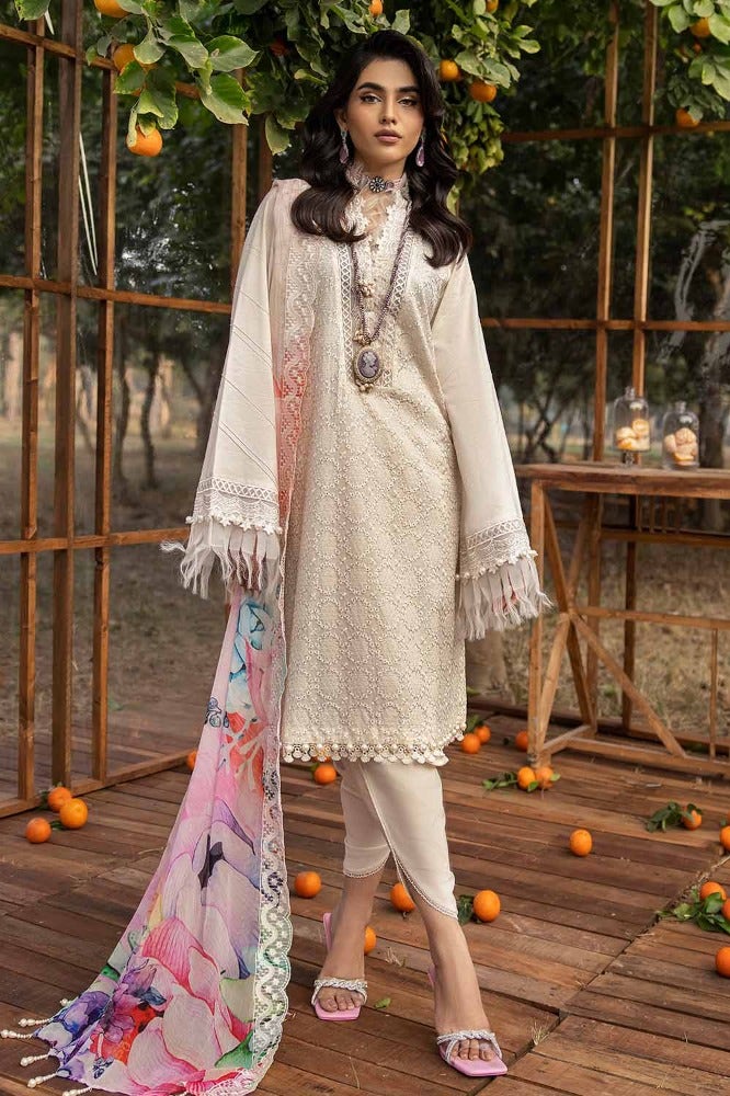 Gul Ahmed 3 Piece Custom Stitched Suit - Off-White - LB286267