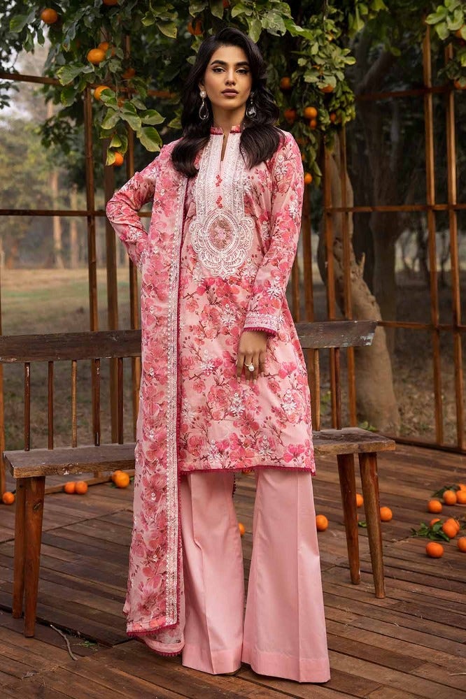 Gul Ahmed 3 Piece Custom Stitched Suit - Pink - LB286245