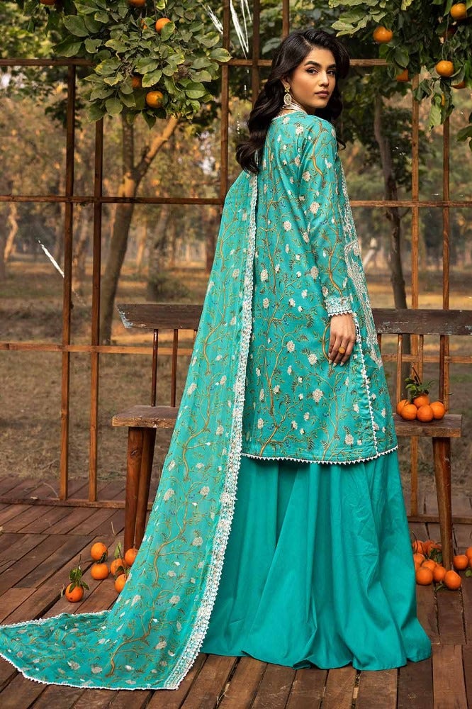 Gul Ahmed 3 Piece Custom Stitched Suit - Green - LB286246