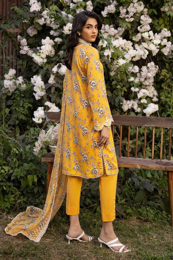 Gul Ahmed 3 Piece Custom Stitched Suit - Yellow - LB286236