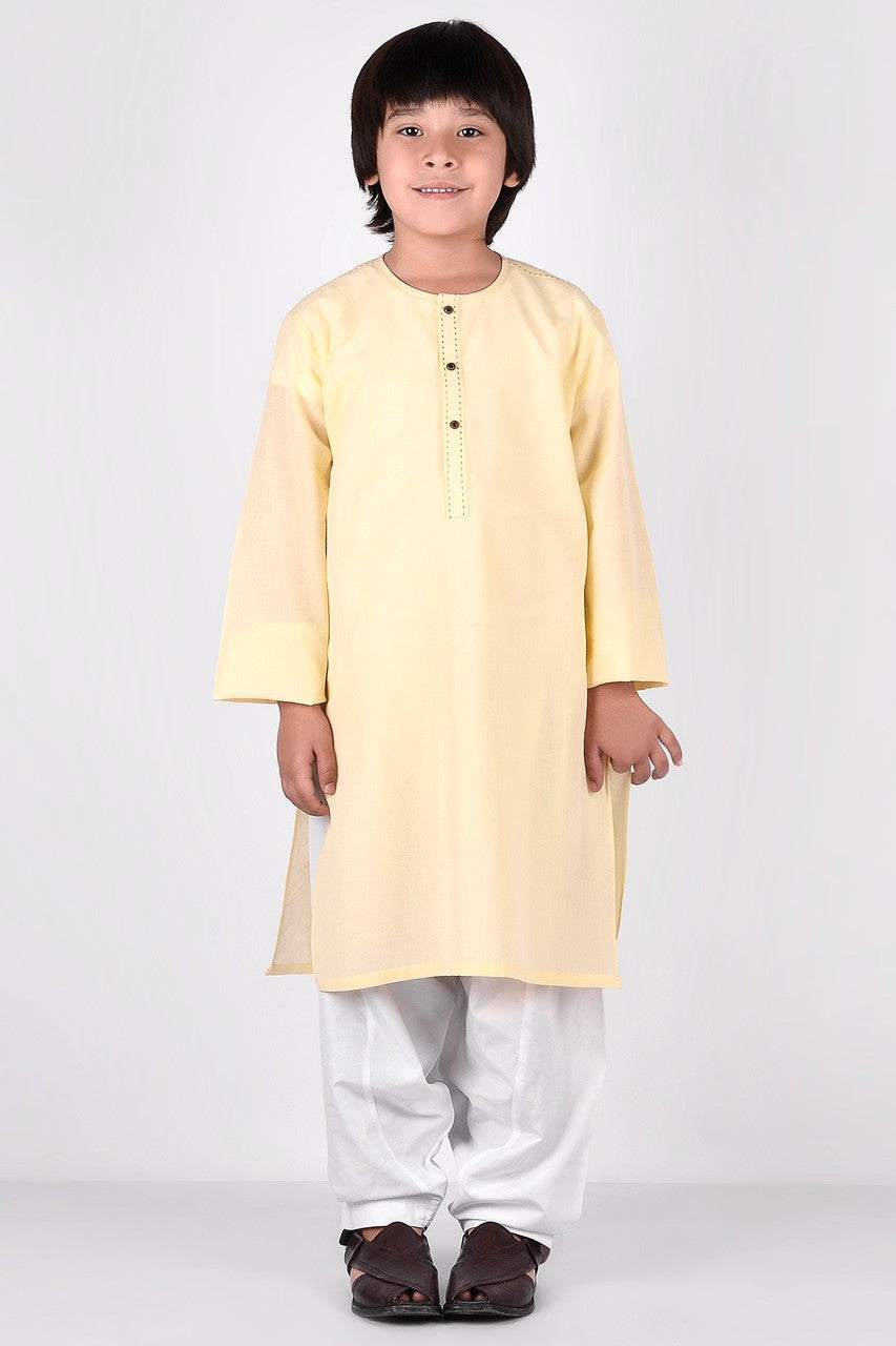 Ready to Wear Kurta For Boys - Yellow - LB1611