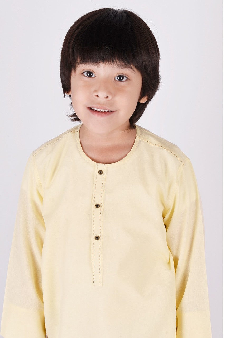 Ready to Wear Kurta For Boys - Yellow - LB1611