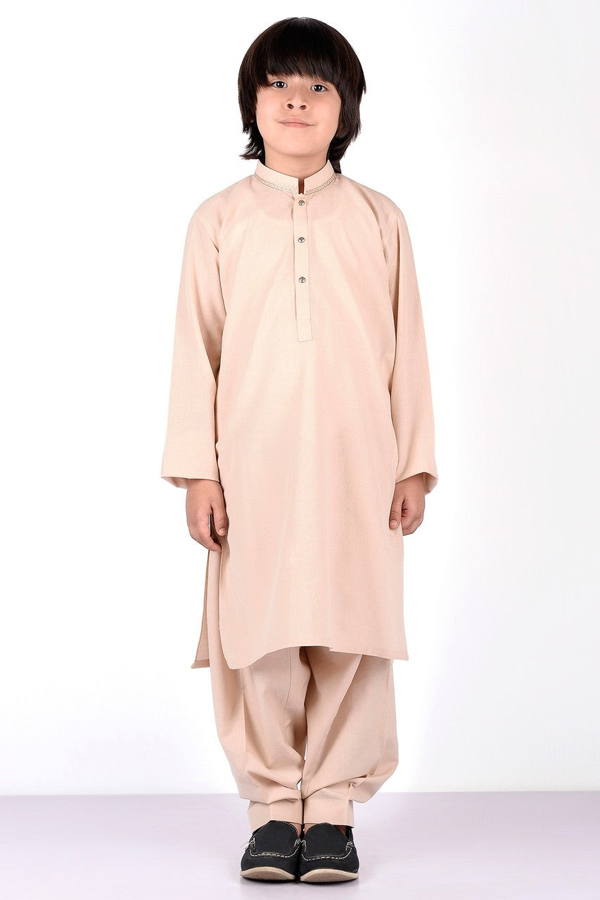 Ready to Wear Embroidered Kurta Shalwar For Boys - Brown - LB1589