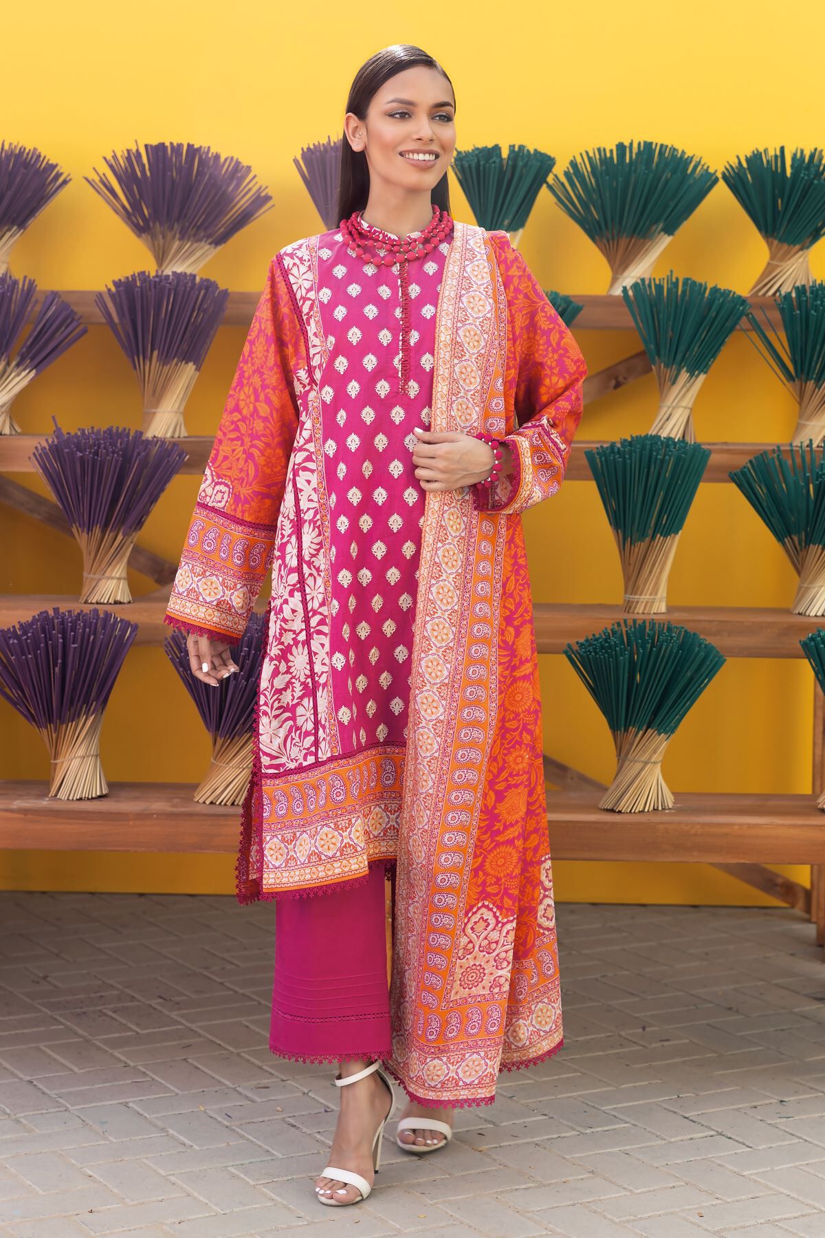 Khaadi 3 Piece Custom Stitched Suit - Purple - LB285537