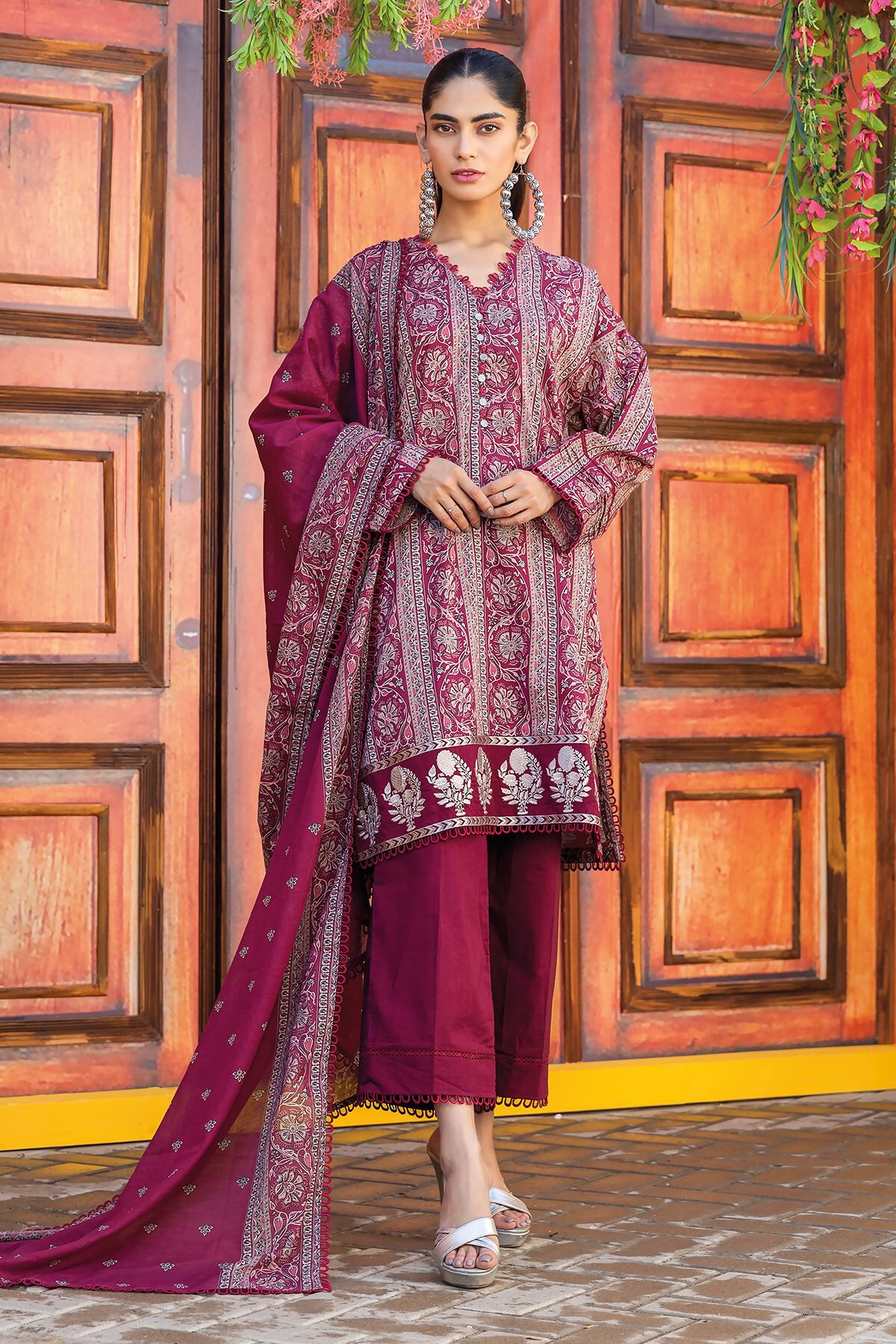 Khaadi 3 Piece Custom Stitched Suit - Purple - LB285571