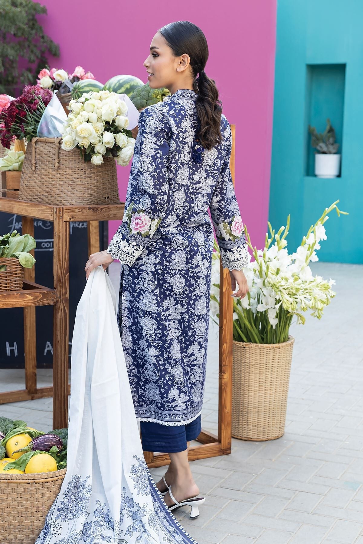 Khaadi 3 Piece Custom Stitched Suit - Blue - LB285605