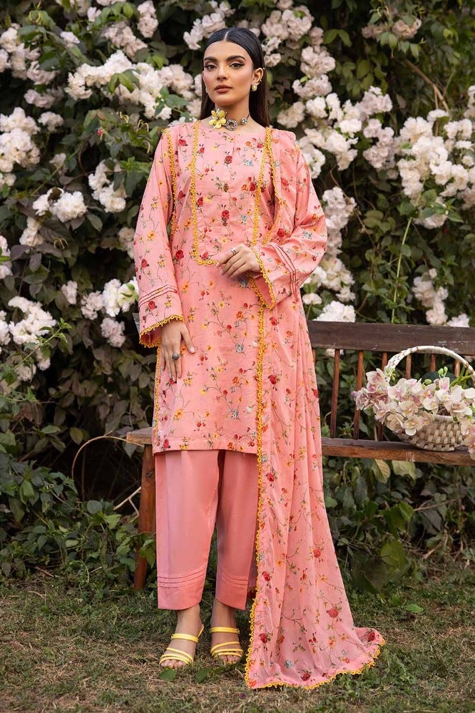 Gul Ahmed 3 Piece Custom Stitched Suit - Pink - LB286235