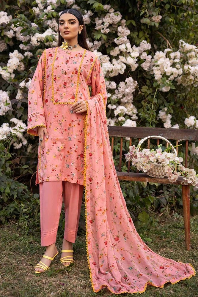 Gul Ahmed 3 Piece Custom Stitched Suit - Pink - LB286235