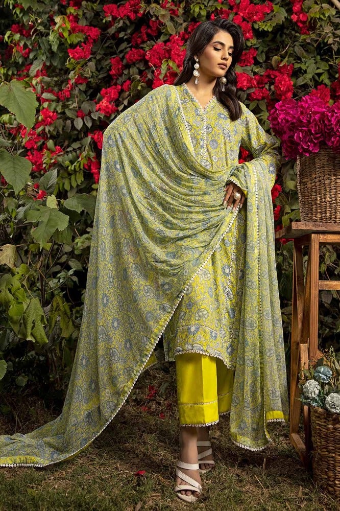 Gul Ahmed 3 Piece Custom Stitched Suit - Green - LB286234