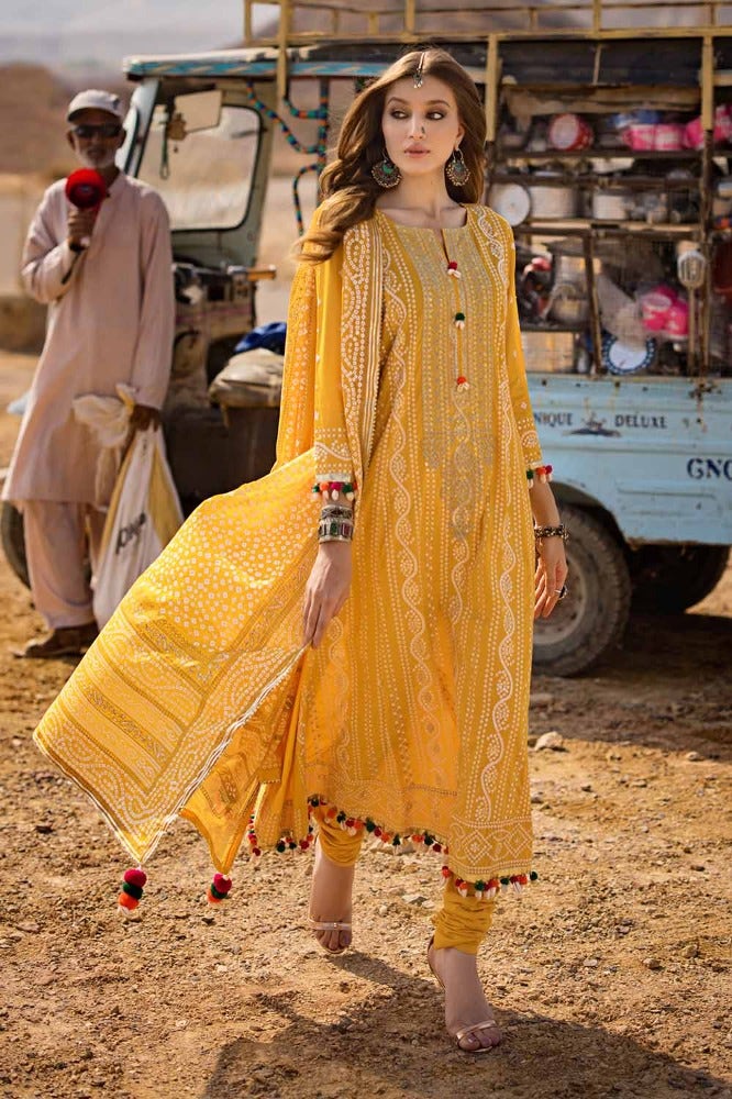 Gul Ahmed 3 Piece Custom Stitched Suit - Yellow - LB286389