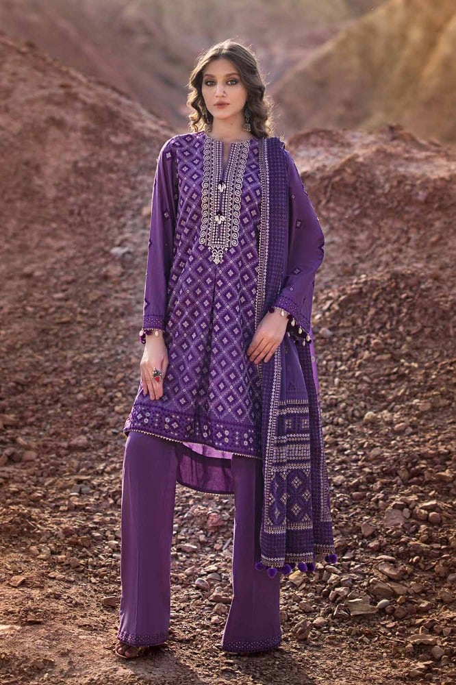 Gul Ahmed 3 Piece Custom Stitched Suit - Purple - LB286392