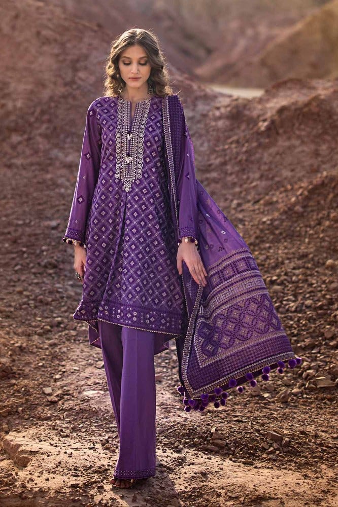 Gul Ahmed 3 Piece Custom Stitched Suit - Purple - LB286392