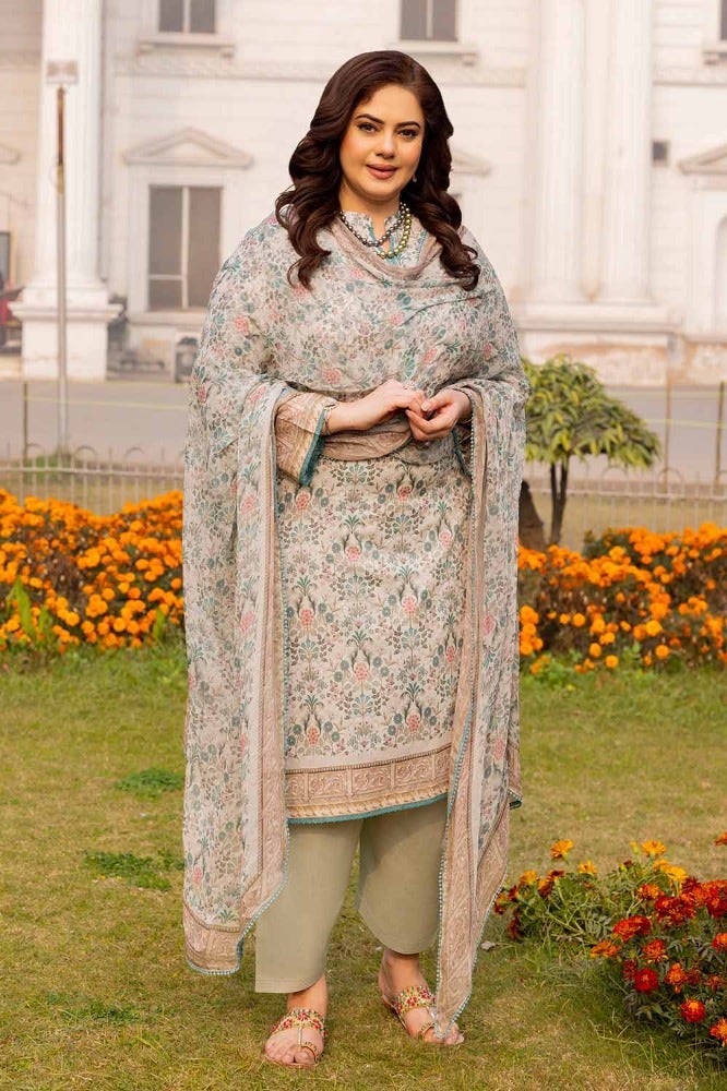 Gul Ahmed 3 Piece Custom Stitched Suit - Beige - LB286328