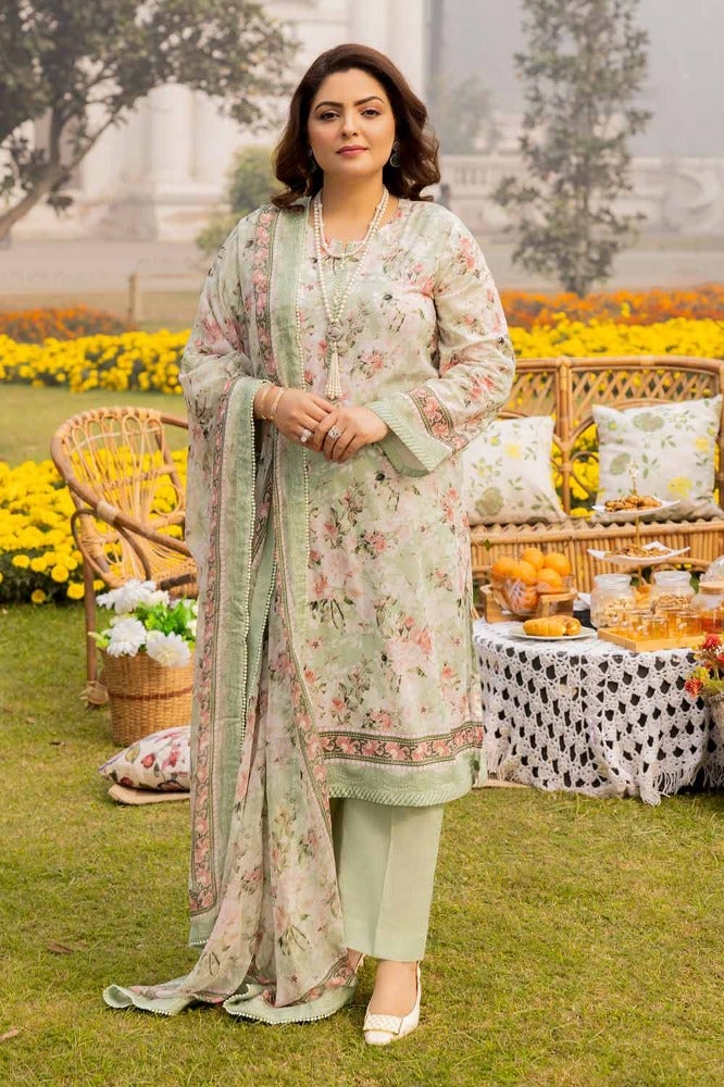 Gul Ahmed 3 Piece Custom Stitched Suit - Green - LB286326