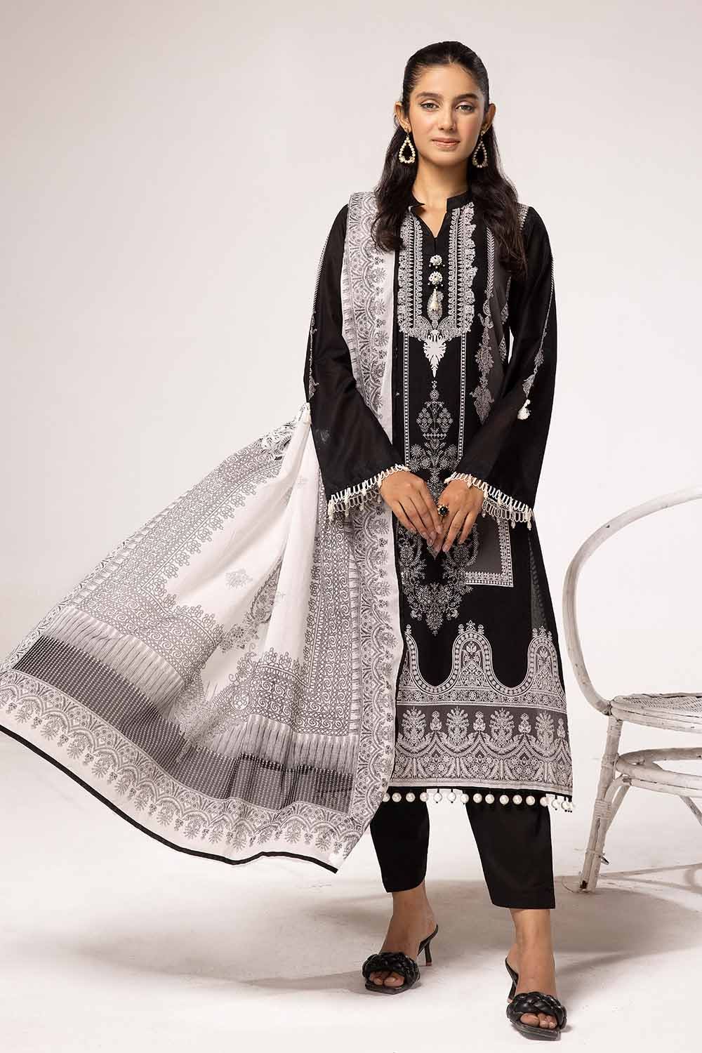 Gul Ahmed 2 Piece Custom Stitched Suit - Black - LB287378