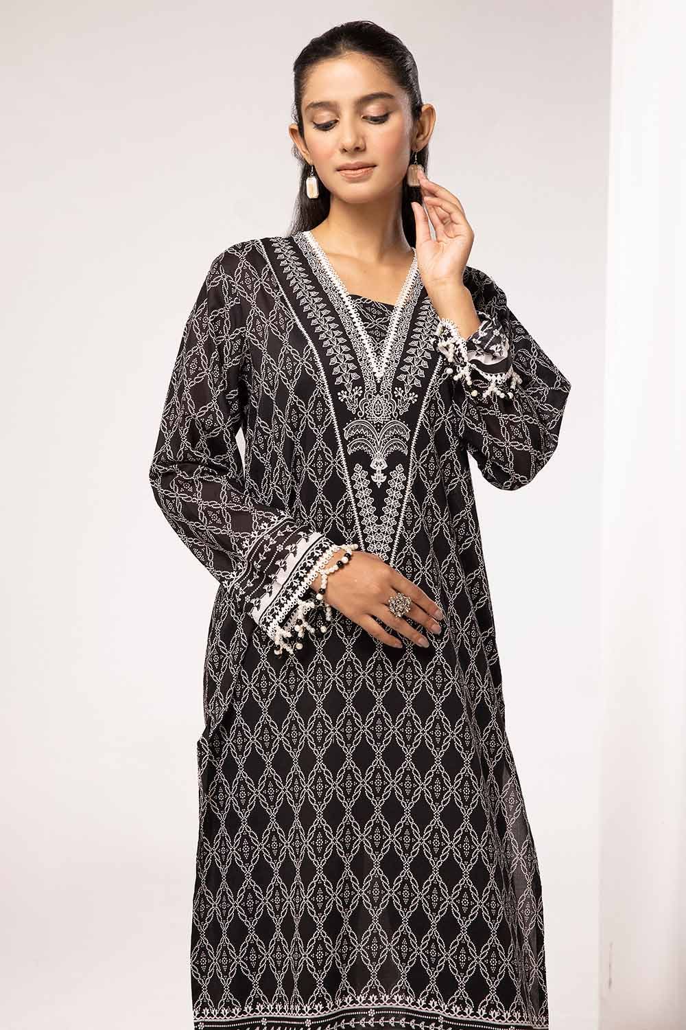 Gul Ahmed 2 Piece Custom Stitched Suit - Black - LB287376