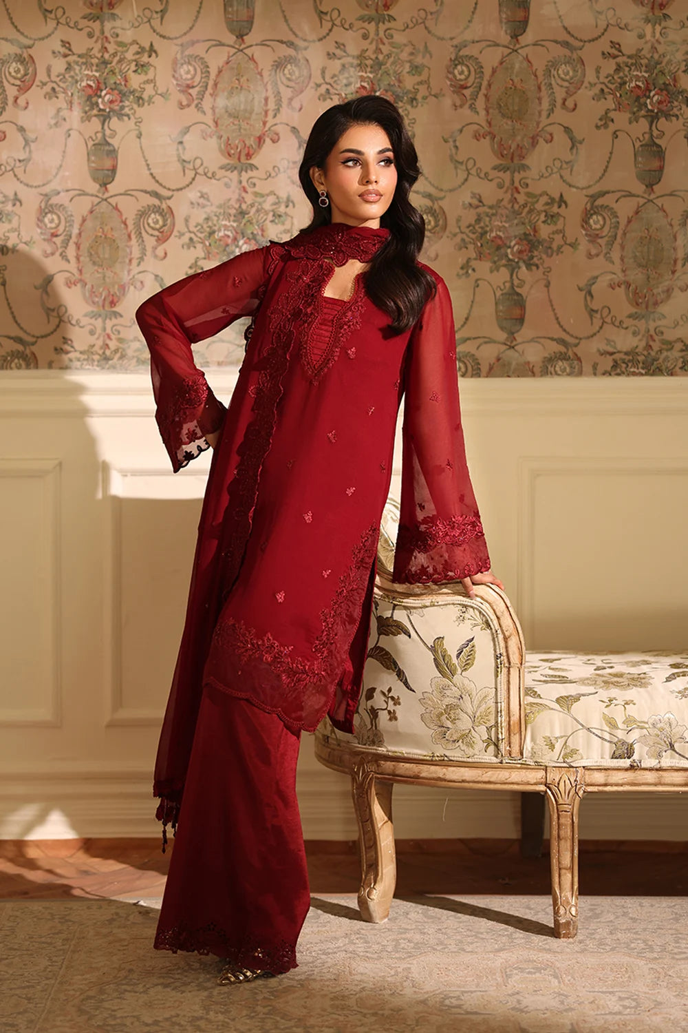 Azure 3 Piece Custom Stitched Suit - Red - LB30976