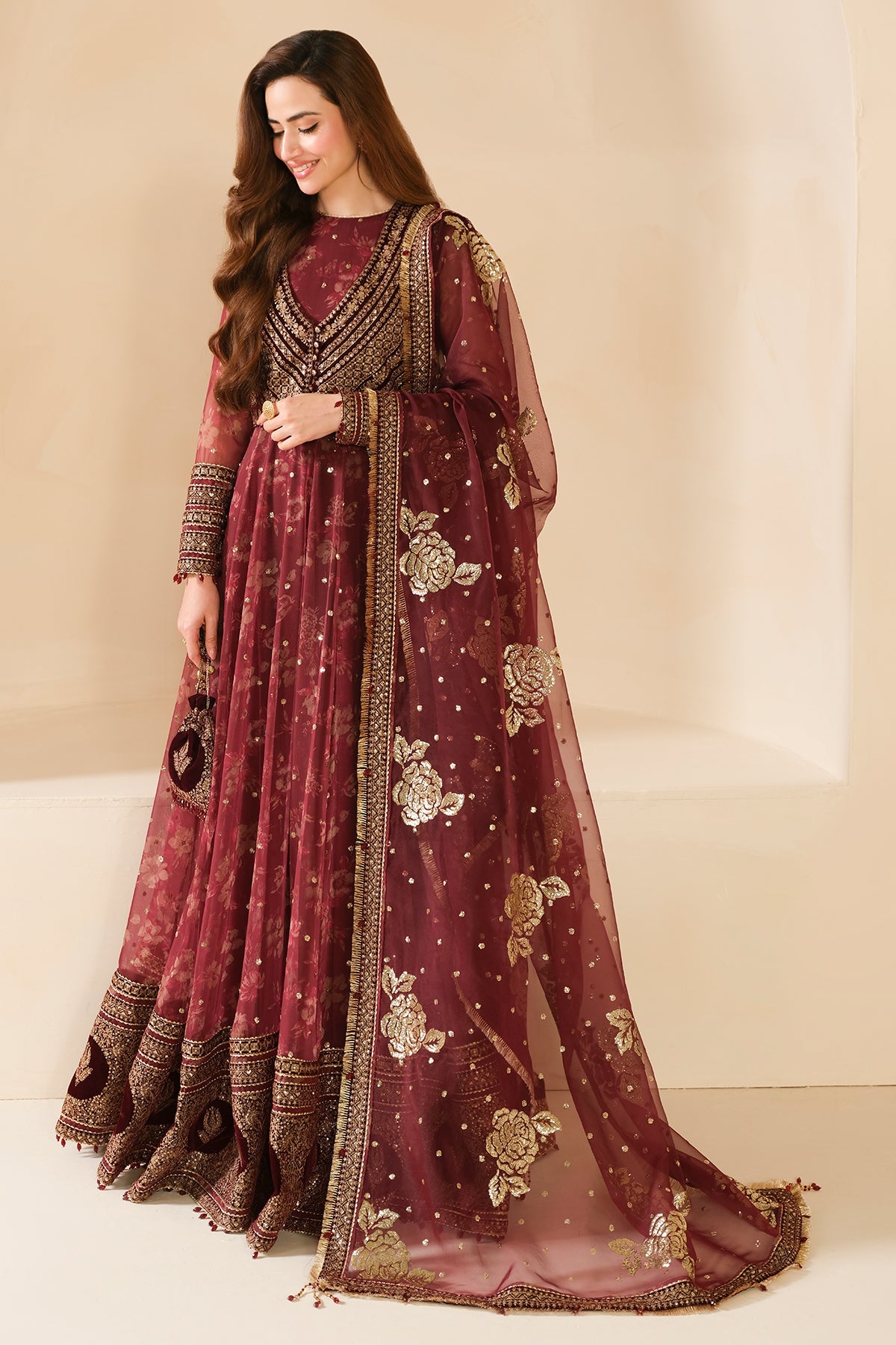 Libasco Jazmin 3 Piece Custom Stitched Suit - Maroon - LB288345