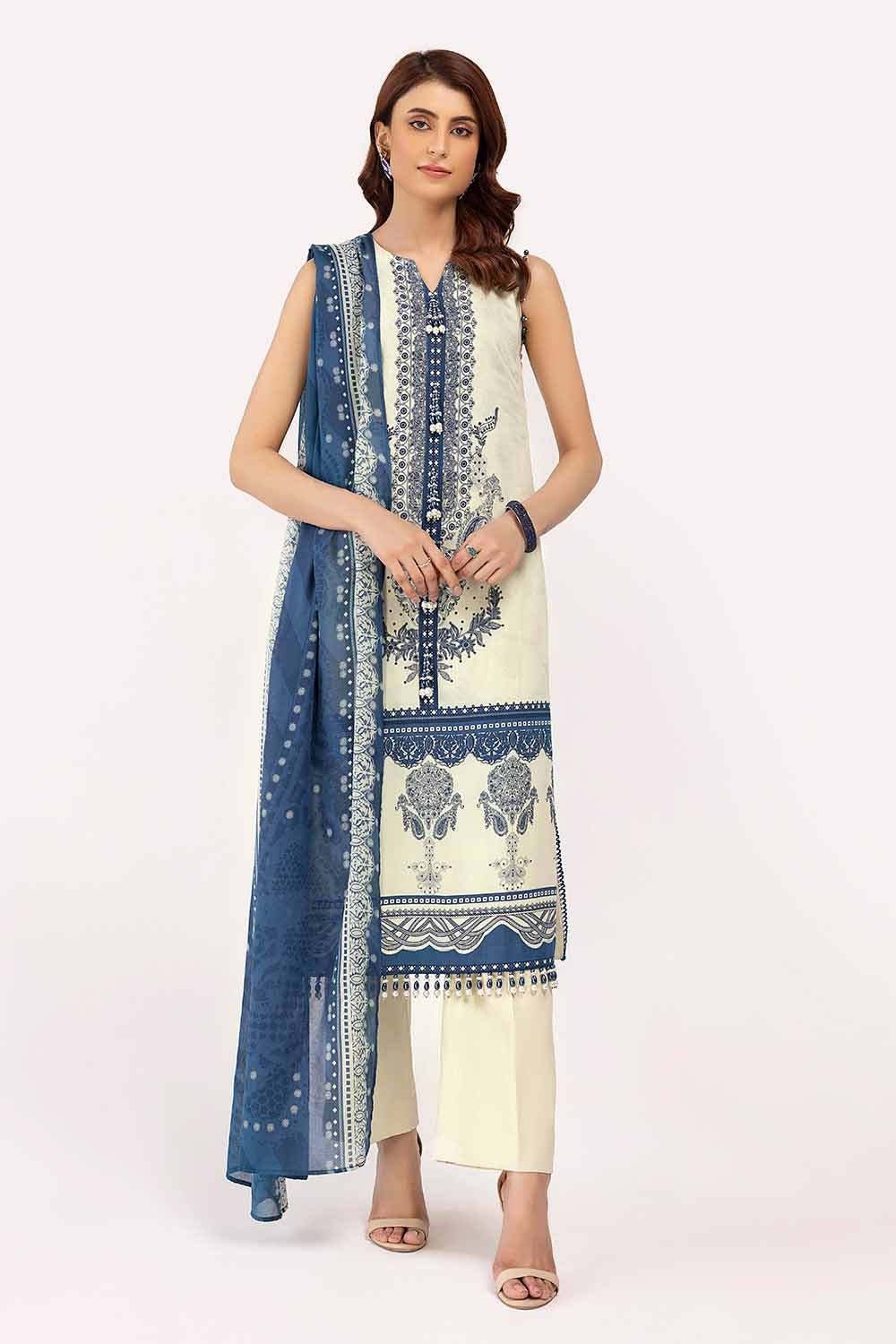 Gul Ahmed 3 Piece Custom Stitched Suit - Off-White - LB288009