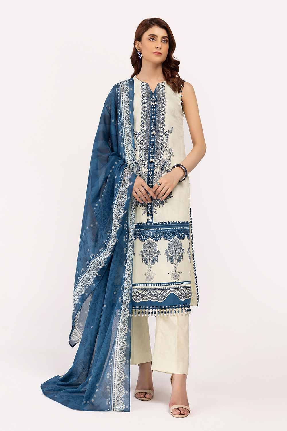 Gul Ahmed 3 Piece Custom Stitched Suit - Off-White - LB288009