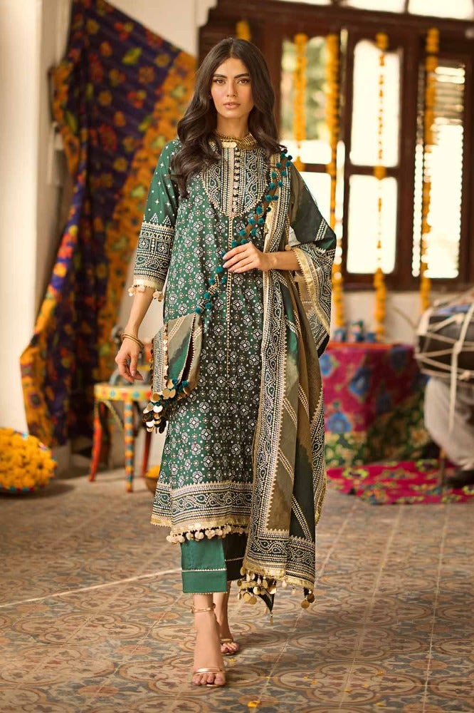 Gul Ahmed 3 Piece Custom Stitched Suit - Green - LB286359