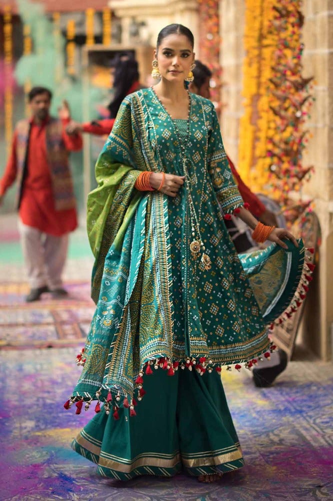 Gul Ahmed 3 Piece Custom Stitched Suit - Green - LB286371