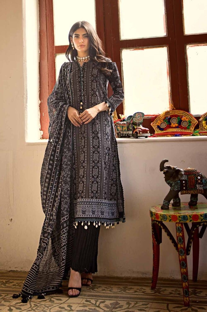 Gul Ahmed 3 Piece Custom Stitched Suit - Black - LB286337