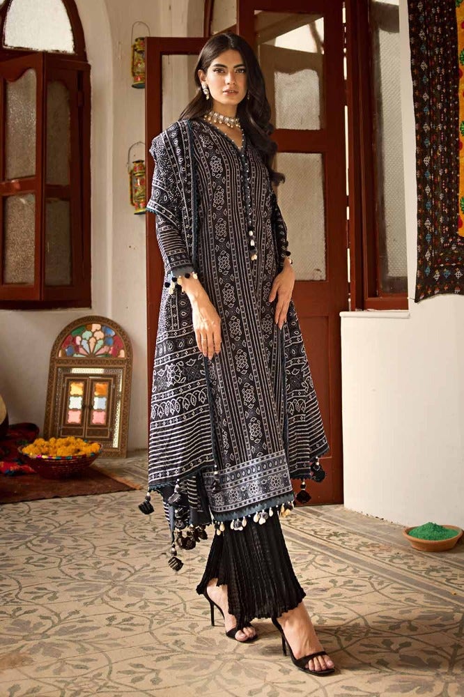 Gul Ahmed 3 Piece Custom Stitched Suit - Black - LB286337