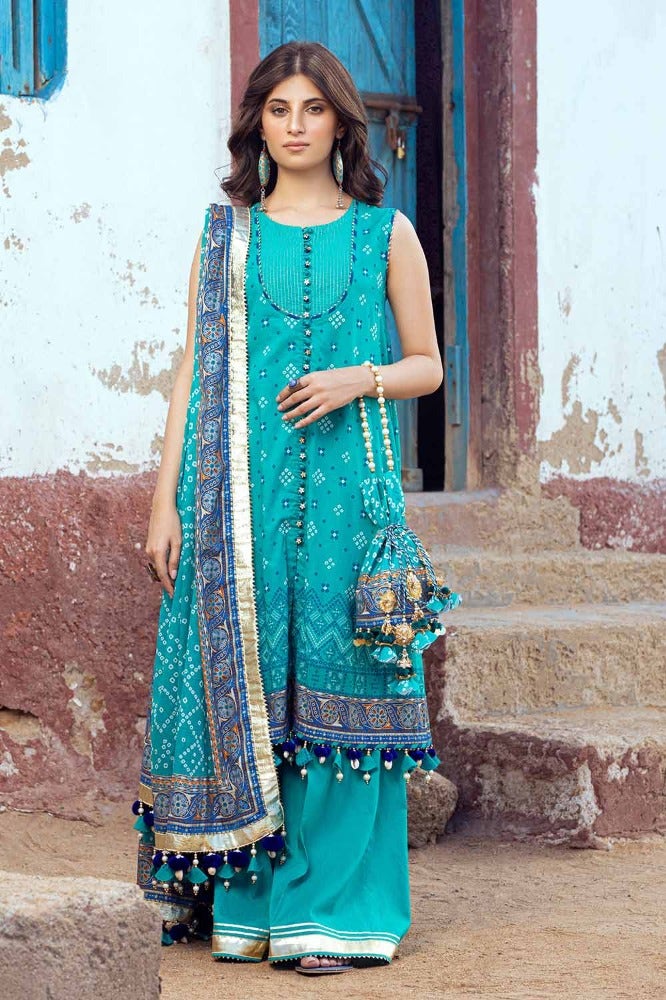 Gul Ahmed 3 Piece Custom Stitched Suit - Blue - LB286368