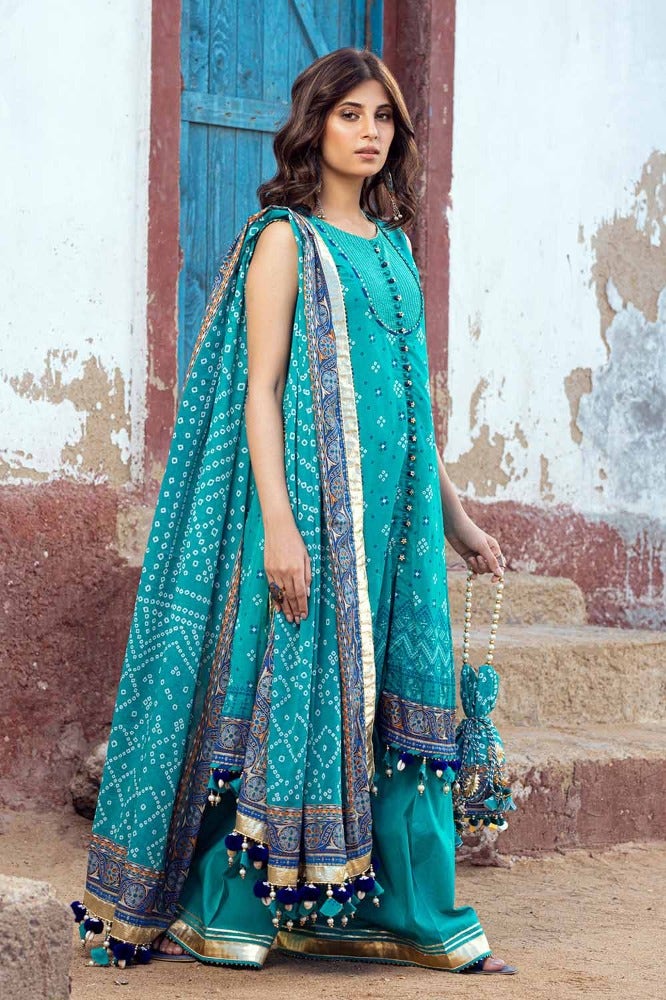 Gul Ahmed 3 Piece Custom Stitched Suit - Blue - LB286368