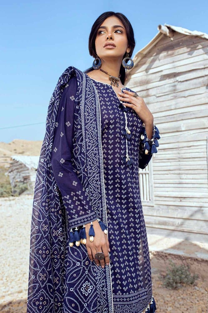 Gul Ahmed 3 Piece Custom Stitched Suit - Blue - LB286340